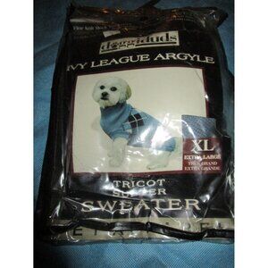 New Doggiduds Ivy League Argyle Pet Sweater Dog Puppy Blue Extra Large XL
